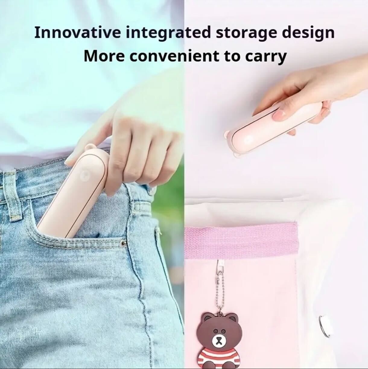 Bear Breeze Mini Fan – Portable Handheld Fan with LED Light & Power Bank Function