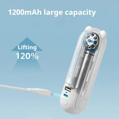Bear Breeze Mini Fan – Portable Handheld Fan with LED Light & Power Bank Function