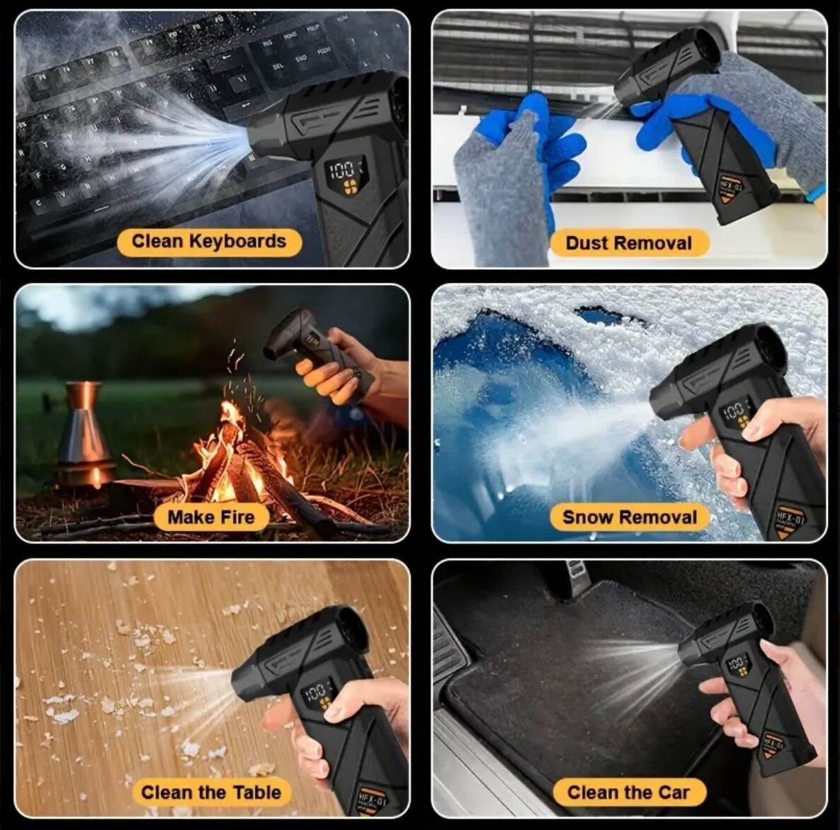 XZXY HFX-01 Turbo Air Duster – 150,000RPM Cordless Power Cleaner with LED Display & Dual Battery